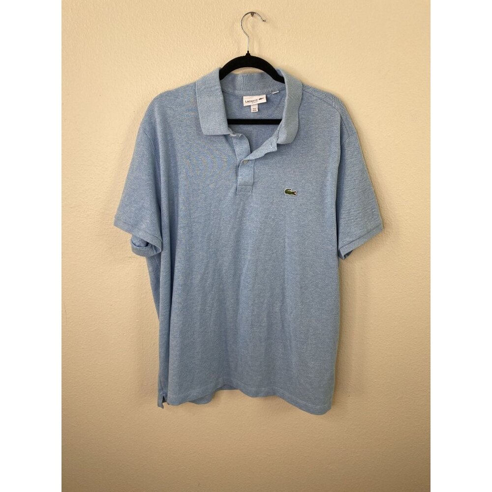 Lacoste Slim Fit Mens Polo Shirt US 4XL Blue Cotton Short Sleeve Lightweight
